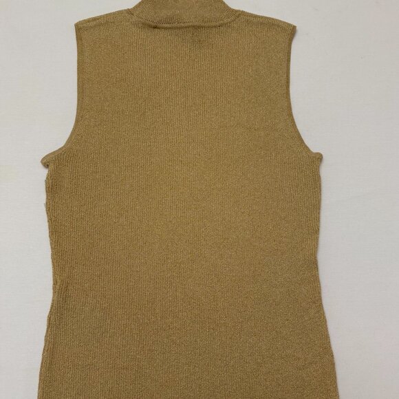 NWT Kasper Women's Gold Metallic Sleeveless Turtleneck Sweater SZ Large - Picture 5 of 6